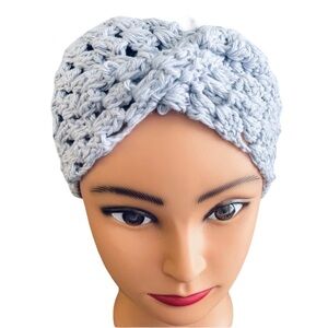 Handmade crochet head ear warmer lavender soft cotton holiday stocking stuffer